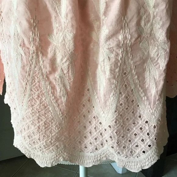 love J Off Shoulder Eyelet Blouse XLARGE Cropped Coral Pink 100% Cotton Romantic - Picture 5 of 16
